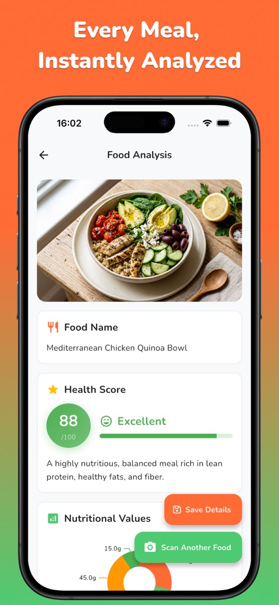 NutriLens AI meal analysis with nutrition details